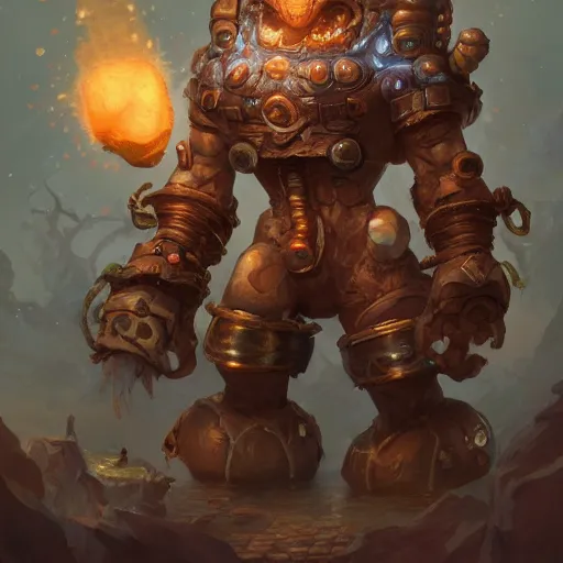 Prompt: an aetherpunk magical golem, forward facing angle, character design, art by Tooth Wu and justin gerard and Blizzard studios, post-processing, extremely hyperdetailed, intricate complexity, epic composition, masterpiece, trending on artstation