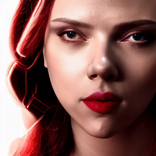 Prompt: scarlett johansson as the scarlet witch, studio lighting, photographic portrait, sigma 8 5 mm lens