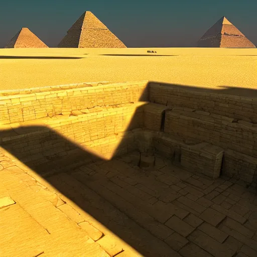 Image similar to pyramids of giza, ancient city of giza by moebius and makoto shinkai