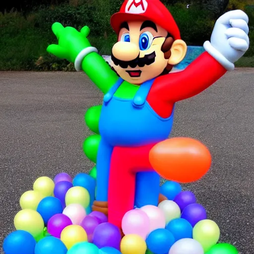 Image similar to super mario made out of balloons