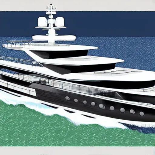 Image similar to a megayacht drawn by bill waterson