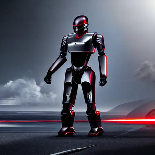 Prompt: uhd photorealistic tesla robocop, concept art, futuristic, uhd hyperdetailed photography