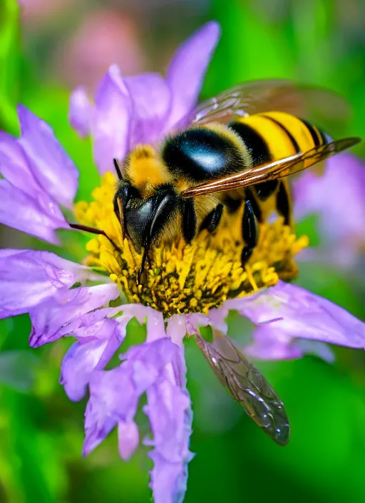 Image similar to a macro photo of a bee on a flower