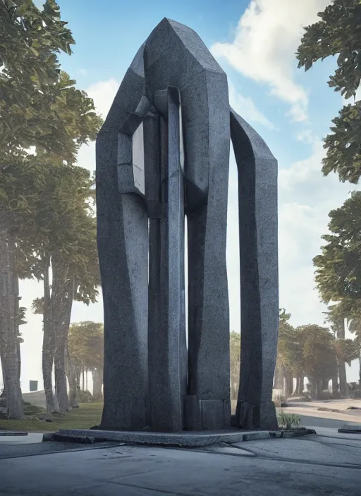 Prompt: highly detailed architecture render of a futuristic monument stele standing on the road archdaily made in unreal engine 4