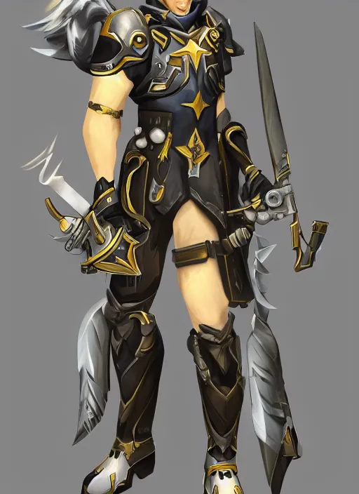 Image similar to concept art of a male blond angel military commander overwatch character