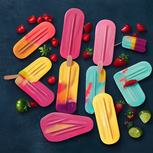 Prompt: yummy yummy popsicles product box design