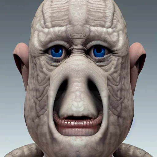 Image similar to squidward realistic skin 8k, detailed, high detailed, terrifying, eerie, deformed.