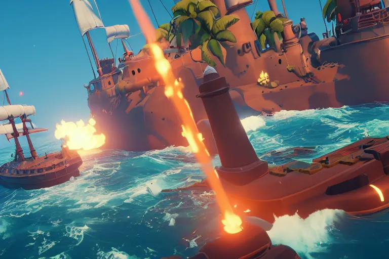 Prompt: gameplay screenshot of a submarine!!! in Sea of Thieves!!!, Unreal Engine