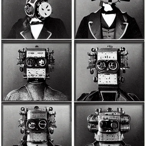 Image similar to portraits of steampunk robots by Louis Daguerre