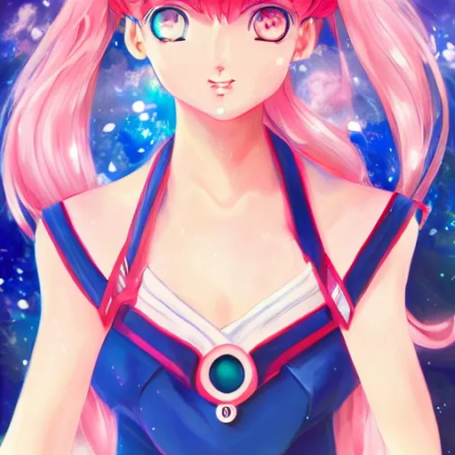 Image similar to Sailor Moon art Portrait, trending on artstation, drawn by WLOP