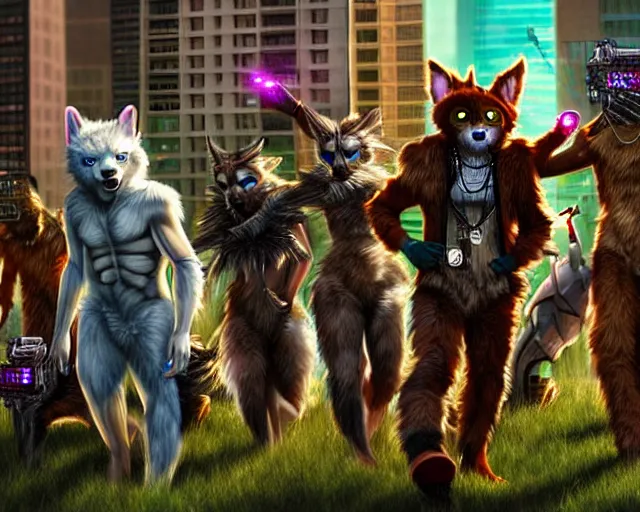 Image similar to high - resolution photograph from a biopunk era furry fandom convention ( midwest furfest 2 0 4 7 ), taking place after the genetic revolution and singularity. photorealistic.