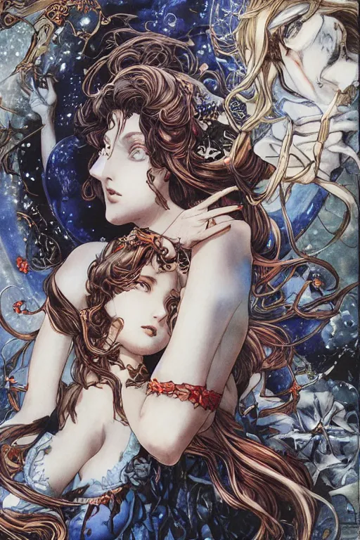 Prompt: moon maiden by ayami kojima and akihiko yoshida