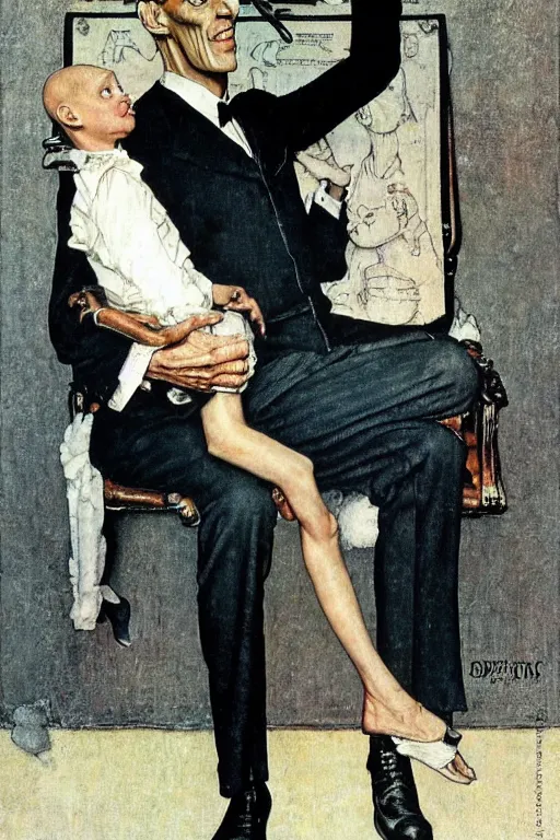 Prompt: lurch from the addams family painted by norman rockwell