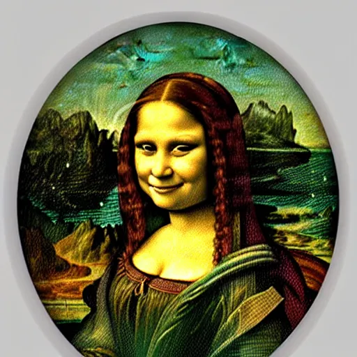 Image similar to A portrait of Shrek!!!! in the style of the Mona Lisa, by Leonardo Da Vinci, chiaroscuro, museum catalog photography,