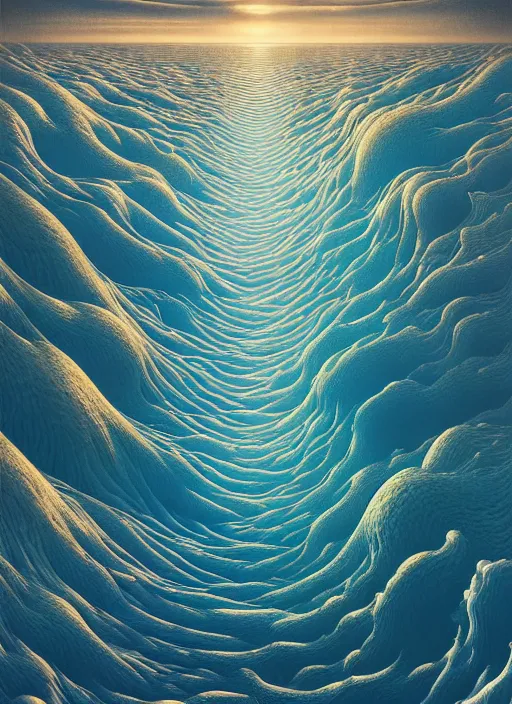 Prompt: hyper detailed 3d render like a Oil painting - the blue sea by Jacek Yerka, Mariusz Lewandowski, Houdini algorithmic generative render, Abstract brush strokes, Masterpiece, Edward Hopper and James Gilleard, Zdzislaw Beksinski, Mark Ryden, Wolfgang Lettl, hints of Yayoi Kasuma, octane render, 8k