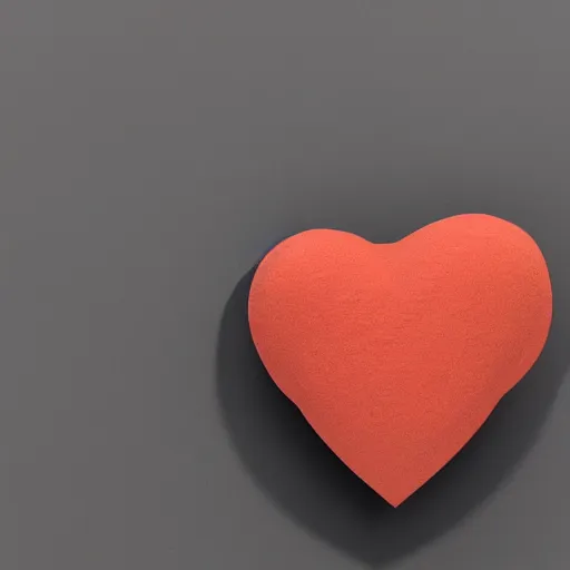 Image similar to 3d render of a uneven red clay heart shape in the middle of a gray sheet of paper