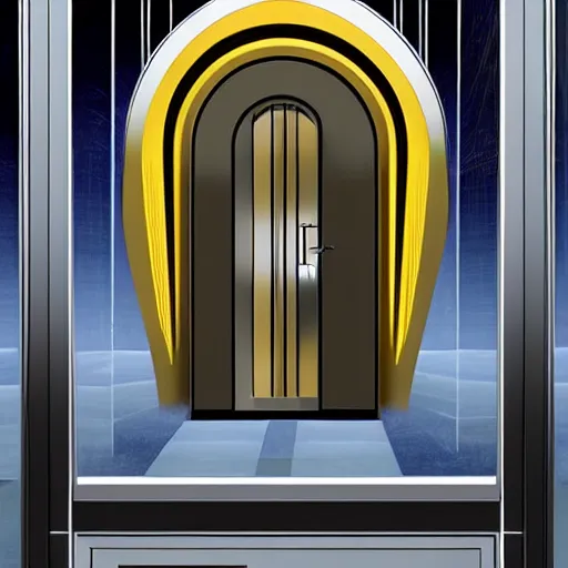 Image similar to hyperrealistic art - deco sci - fi door