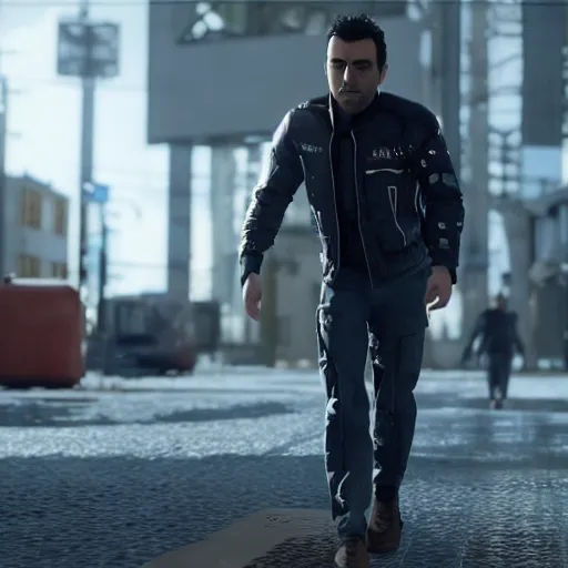 Prompt: still of xavi hernandez in detroit become human