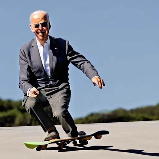 Prompt: joe biden riding a skateboard, realistic, hd