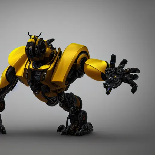 Image similar to hard surface, robotic platform, based on bumblebee, 6 claws, unreal engine