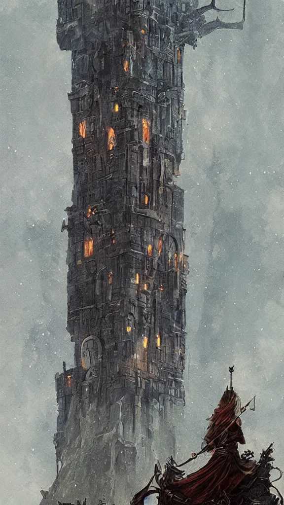 Image similar to the tower tarot card by greg rutkowski,