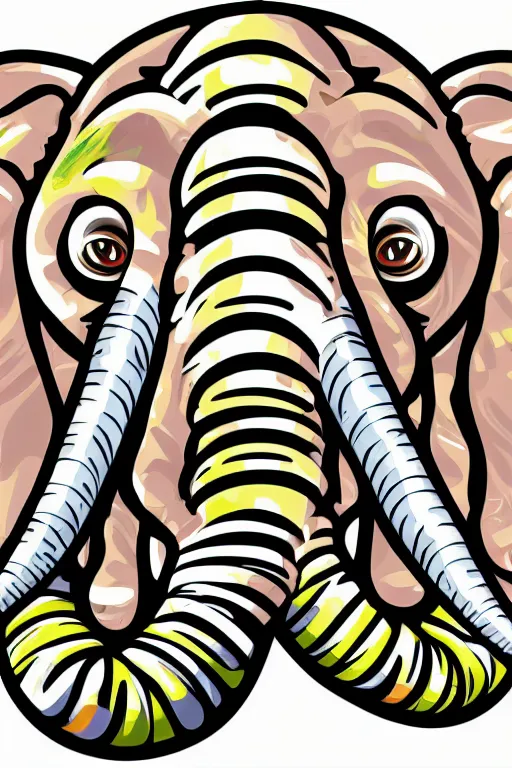 Image similar to A portrait of a baby elephant, sticker, highly detailed, colorful, illustration, smooth and clean vector curves, no jagged lines, vector art, smooth