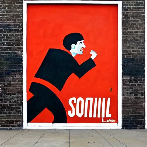 Prompt: socialist realist mural of the lone word daily!!!!!!!!!!