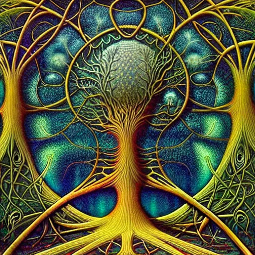 Image similar to tree of life by roger dean and andrew ferez, art forms of nature by ernst haeckel, divine chaos engine, symbolist, visionary, art nouveau, botanical fractal structures, organic, detailed, realistic, surreality