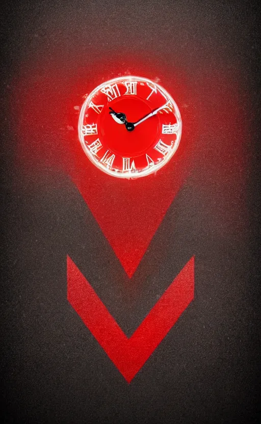 Image similar to a melting Roman numeral clock, behind a red and black gradient background, awith a black heart shaped on the top left corner and a black diamond card shape in the bottom right corner, dynamic lighting, photorealistic fantasy concept art, trending on art station, stunning visuals, cinematic, creative, ultra detailed