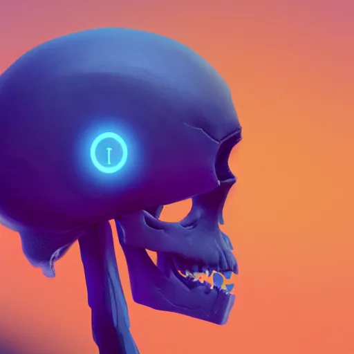 Prompt: A profile of a symmetrical skull Simon Stalenhag, Trending on Artstation, 8K