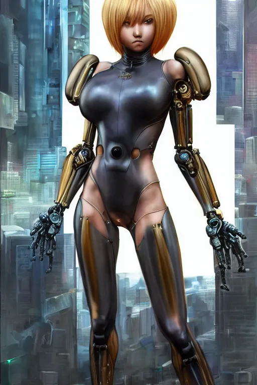 Image similar to wow! 3 / 4 stunning photorealistic portrait of samus aran in a kowloon cyberpunk cityscape, biomechanical bodysuit, oppai proportions, acid rain, dark fantasy by artgerm and clay mann and sorayama and alphonse mucha, very realistic, hyperdetailed, trending on artstation, octane render