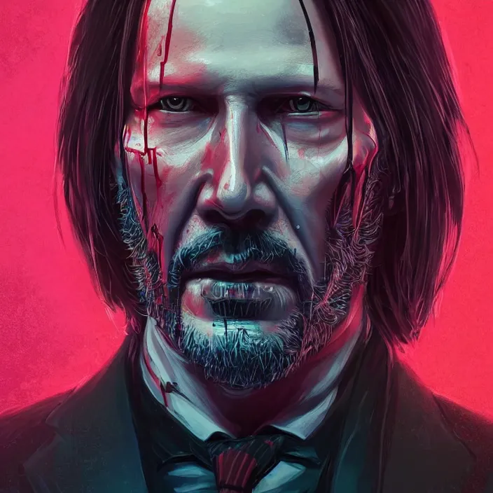 Prompt: portrait of john wick as skeleton. intricate abstract. intricate artwork. by Tooth Wu, wlop, beeple, dan mumford. octane render, trending on artstation, greg rutkowski very coherent symmetrical artwork. cinematic, hyper realism, high detail, octane render, 8k, iridescent accents