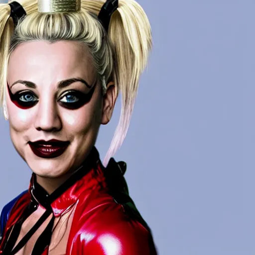 Prompt: Kaley Cuoco as Harley Quinn
