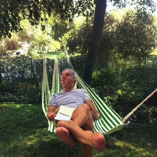 Image similar to my italian wise friend on a hammock, reading the book about love