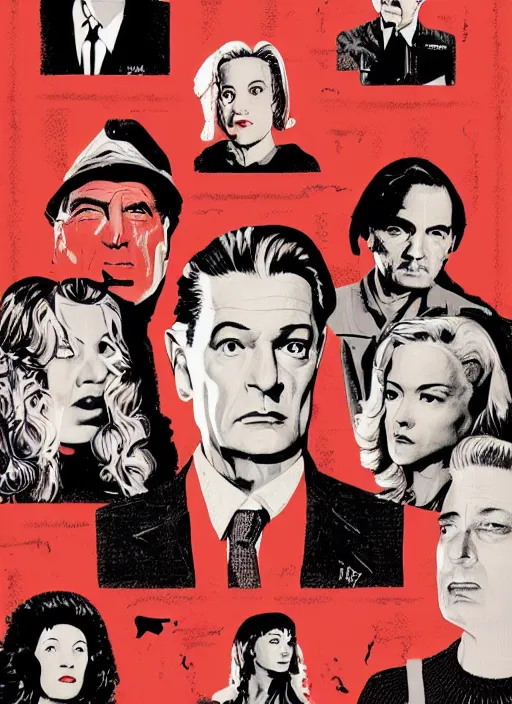 Prompt: Twin Peaks Criterion poster by Neil Kellerhouse