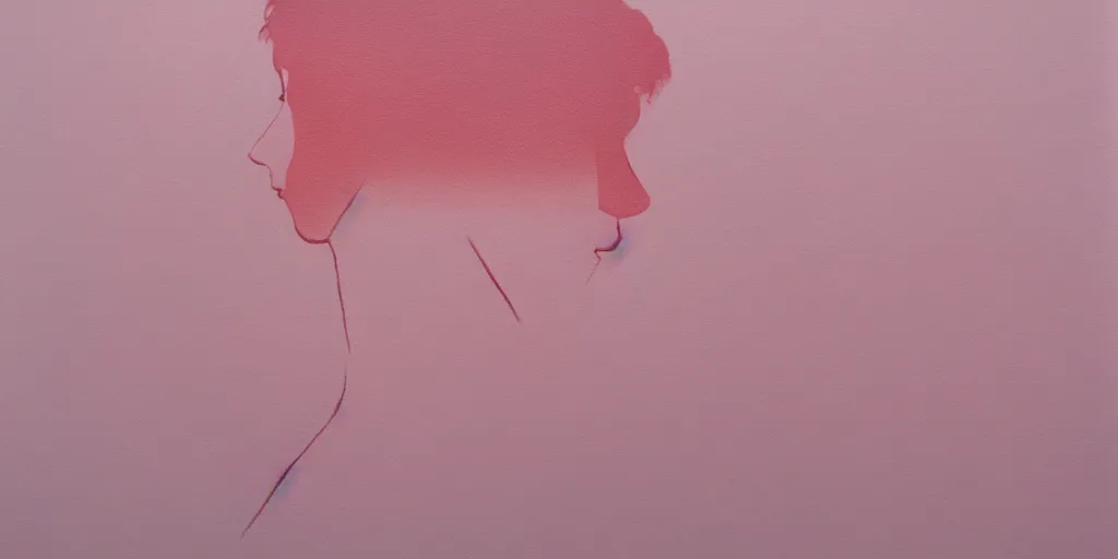 Prompt: detailed painting of a pink silhouette of a person on a white background