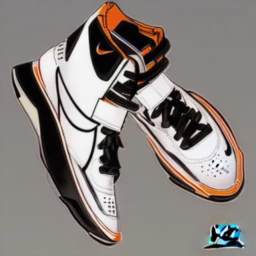 Image similar to retro futuristic Nike high top sneakers by syd mead