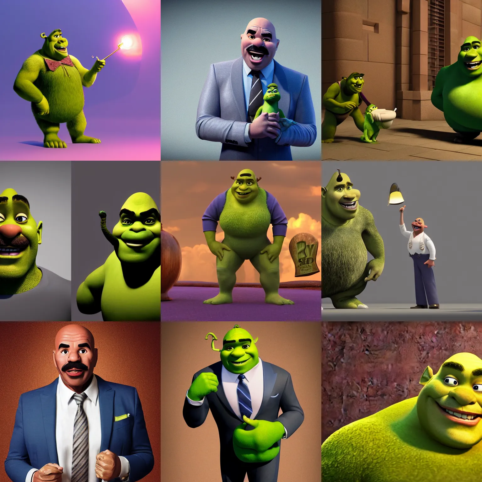 a photograph of shrek as steve harvey steve harvey