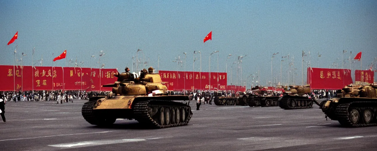 Prompt: tiananmen square 1 9 8 9, national geographic, canon 5 0 mm, cinematic lighting, photography, retro, film, kodachrome