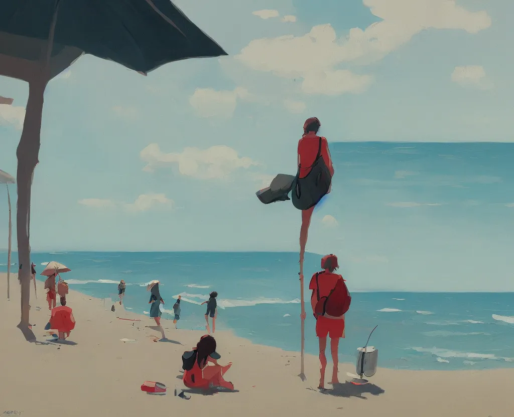 Image similar to a day at the beach by atey ghailan