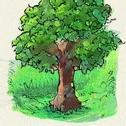 Prompt: a small oak sapling in the style of studio ghibli - s 3 3 1 0 8 1 4 7 0 1