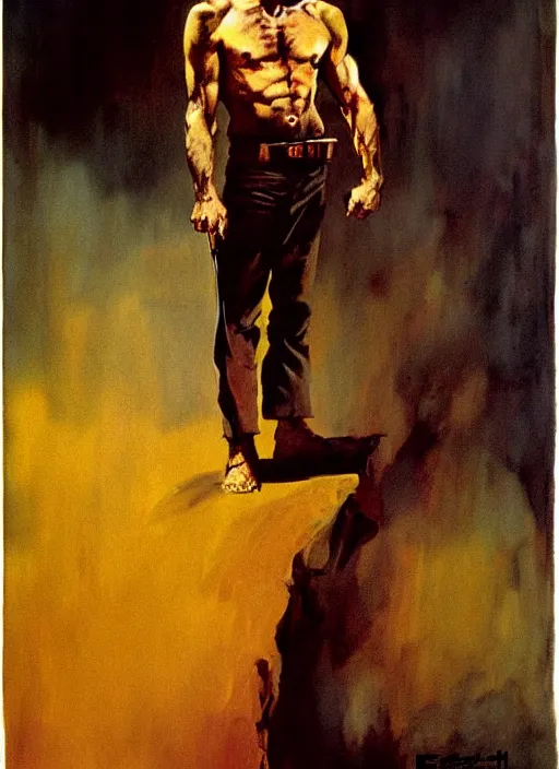 Image similar to portrait of clint eastwood the man with no name by frank frazetta