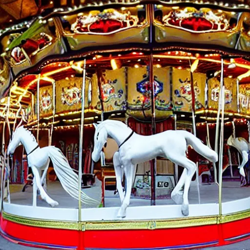 Prompt: drag - shaped horse carousel