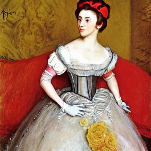 Image similar to princess peach as an 1 8 th century noblewoman, super mario bros, painted by john everett millais