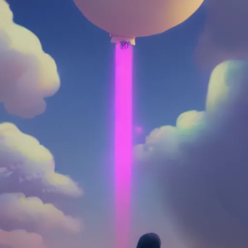 Prompt: people trying to reach a pink crytsall in the sky, beeple, artstation, detailed, digital art