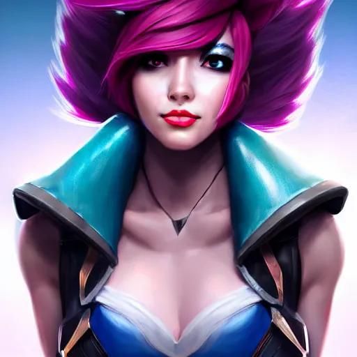 Image similar to portrait of Vi from League of Legends, by Fortiche Studio, by Riot Games, from Netflix's Arcane, trending on artstation,fine details, realistic shaded, fine-face, painted texture,realistic and defined face, anatomically correct, symmetrical, beautiful, pretty face, extreme details