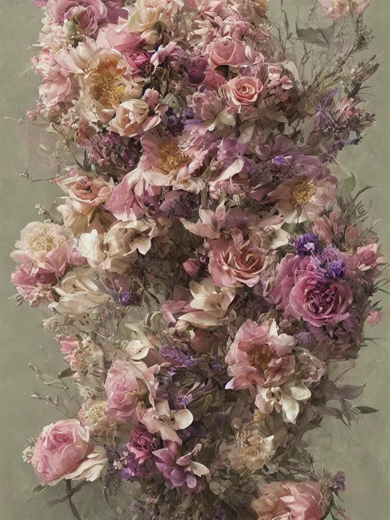 Prompt: a chaotic whirlwind of flowers, intricate details, aesthetically pleasing natural and pastel colors, art by marco mazzoni, impressionism, detailed, dark, flowers