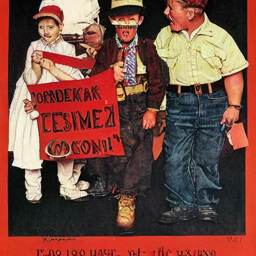 Image similar to ridiculous communist costume, by norman rockwell