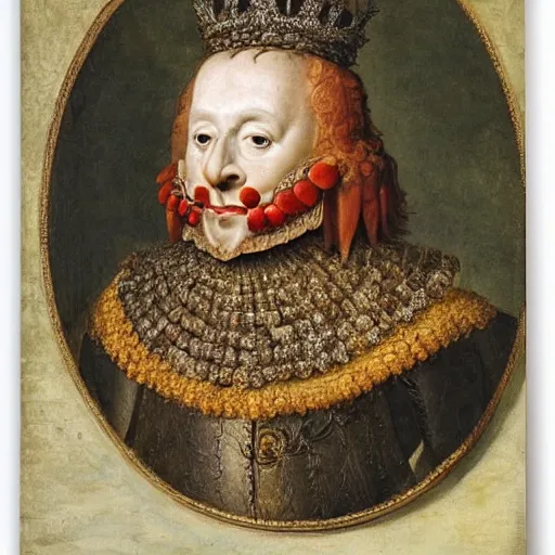 Prompt: portrait of king charles the 4 th made of fruits and vegetables by arcimboldo