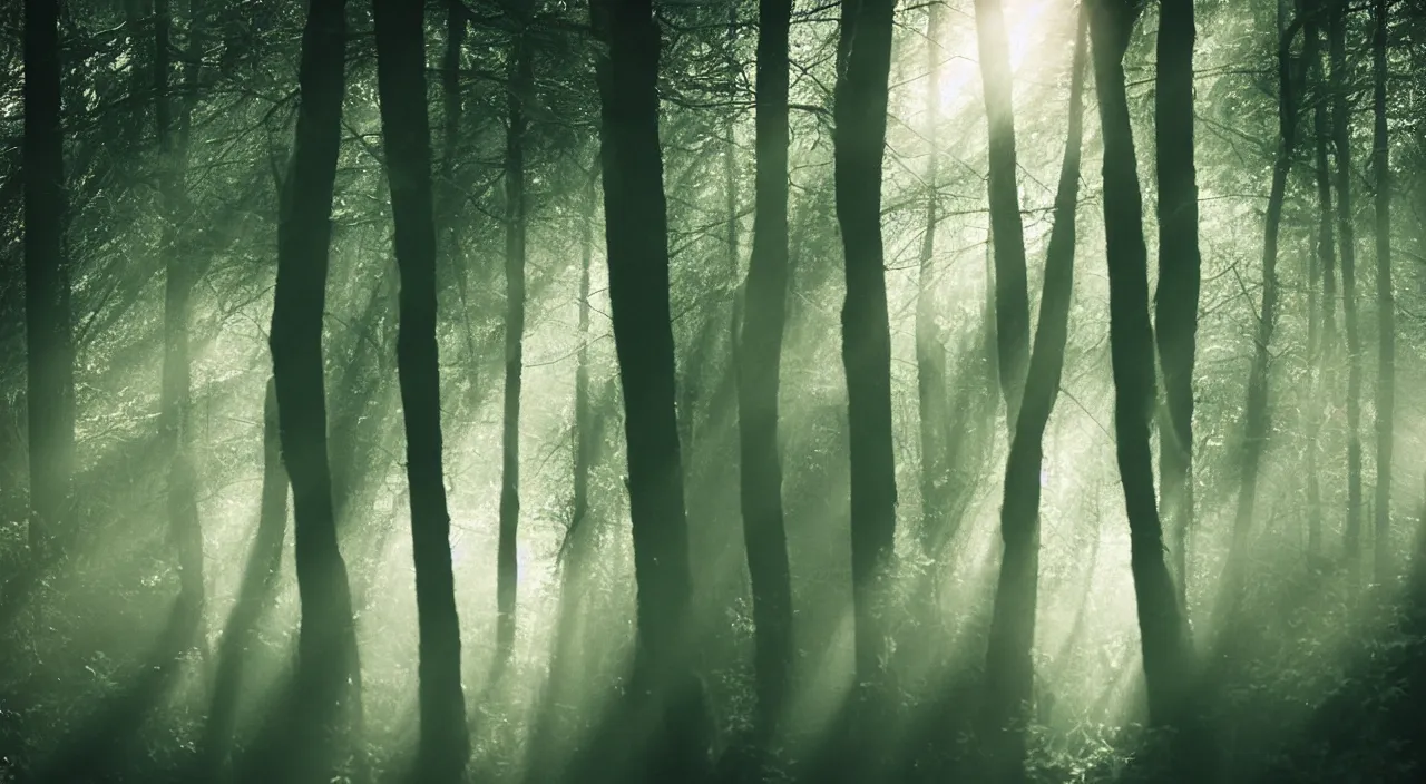 Image similar to forest mist sun beams mysterious scary deep dark hyper realistic detailed photography 3 5 mm helios 4 4 - 2